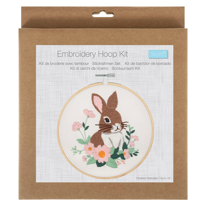 Garden Rabbit | Complete Embroidery Craft Kit with Hoop | 15cm Wide