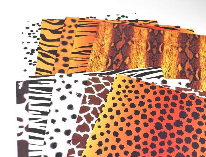 10 Mixed Animal Print A4 Double Sided Card Sheets | Patterned Card for Crafts