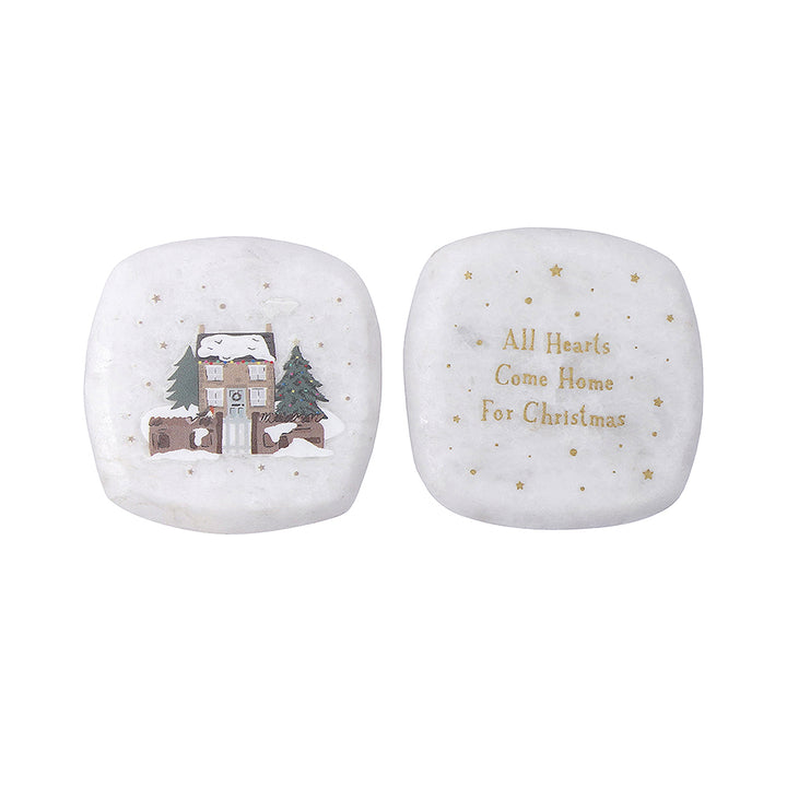 5cm Ceramic Christmas Pebble | All Hearts Come Home For Christmas | Cracker Filler Gift