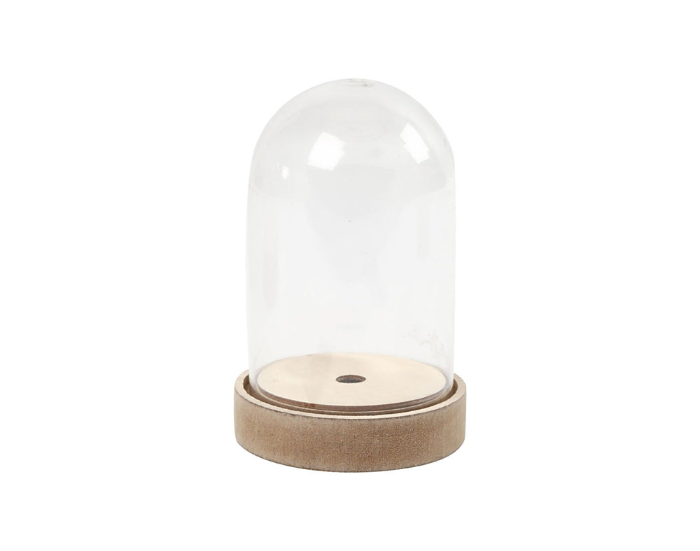 Plastic Bell Jar Cloche on Wooden Stand & LED Lights for Crafts - Choice of Sizes