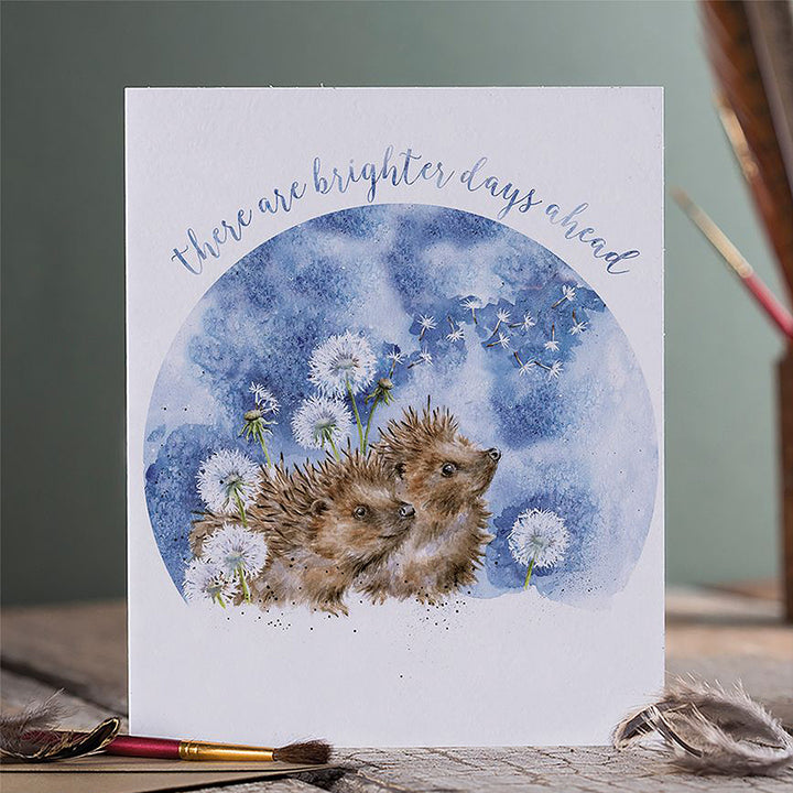 There's Brighter Days Ahead | Hedgehogs | Blank Card | 17x14cm | Wrendale Designs