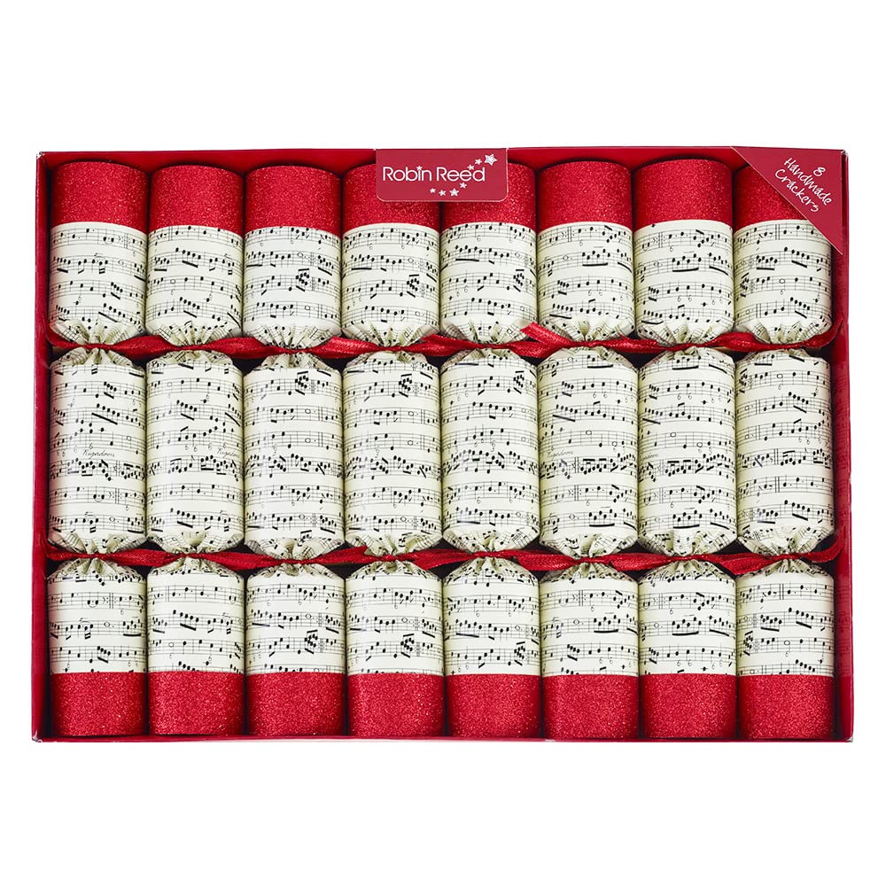 8 Large Premium Christmas Music Crackers | With Bells &amp; Music Sheets | Ready Made