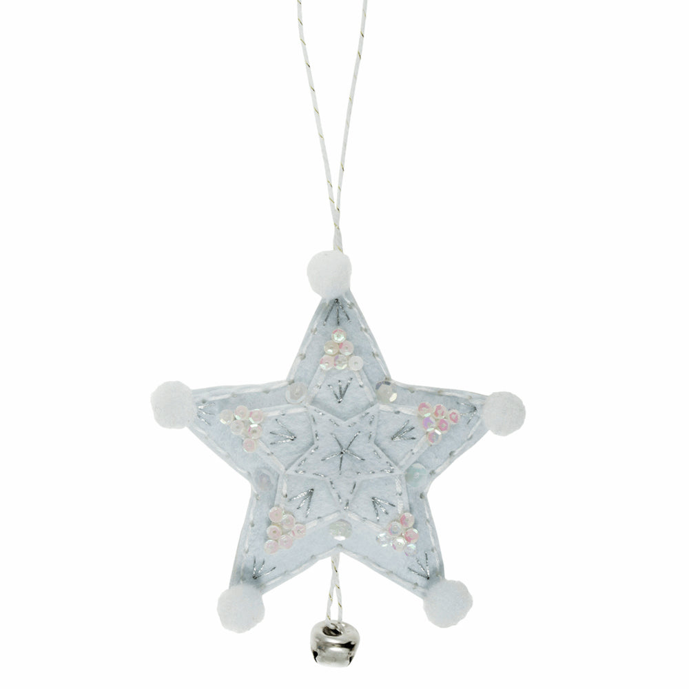 Sewing Kit to Make a Silver Felt Star Christmas Decoration