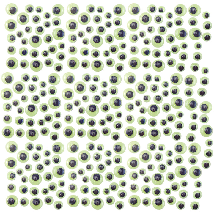 Bulk 300 Assorted Glow in the Dark Googly Eyes | Self Adhesive | 8/10/14mm