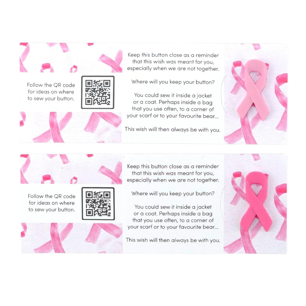 Be Proud | Pink Ribbon | Button Wishes Sew On Token | Little Gift | Cracker Filler