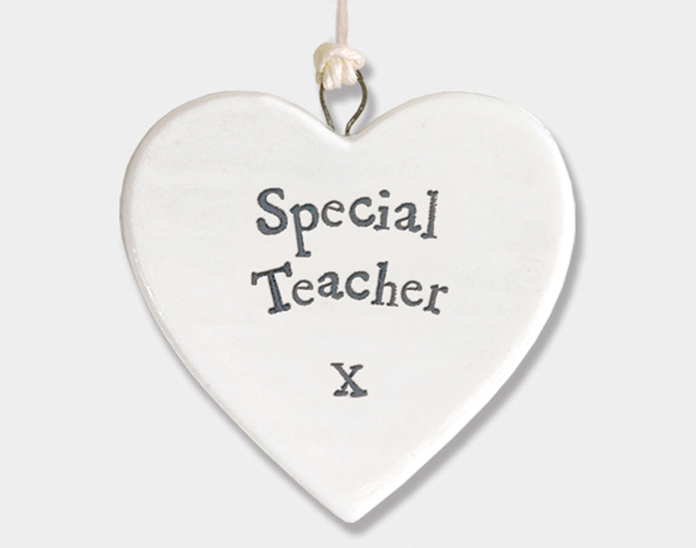 Special Teacher Hanging Porcelain Heart - Cracker Filler Gift