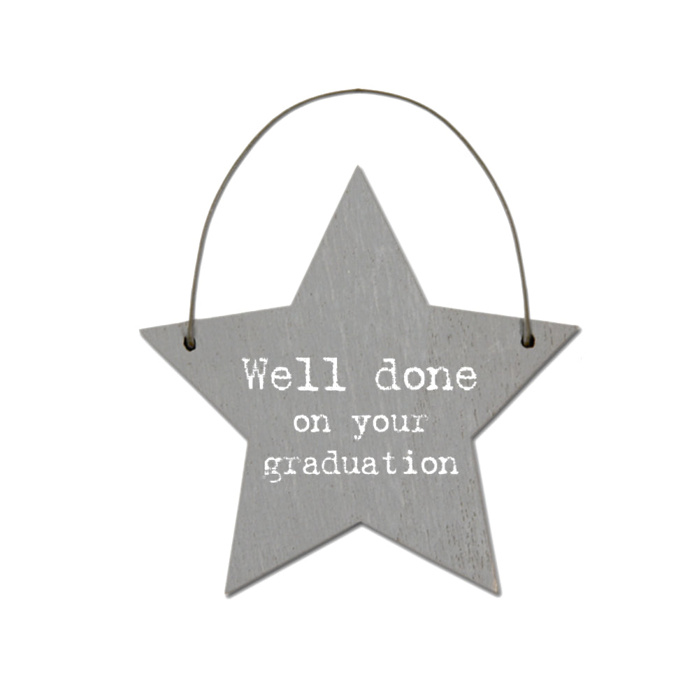 Well Done on Your Graduation - Mini Wooden Hanging Star - Cracker Filler Gift