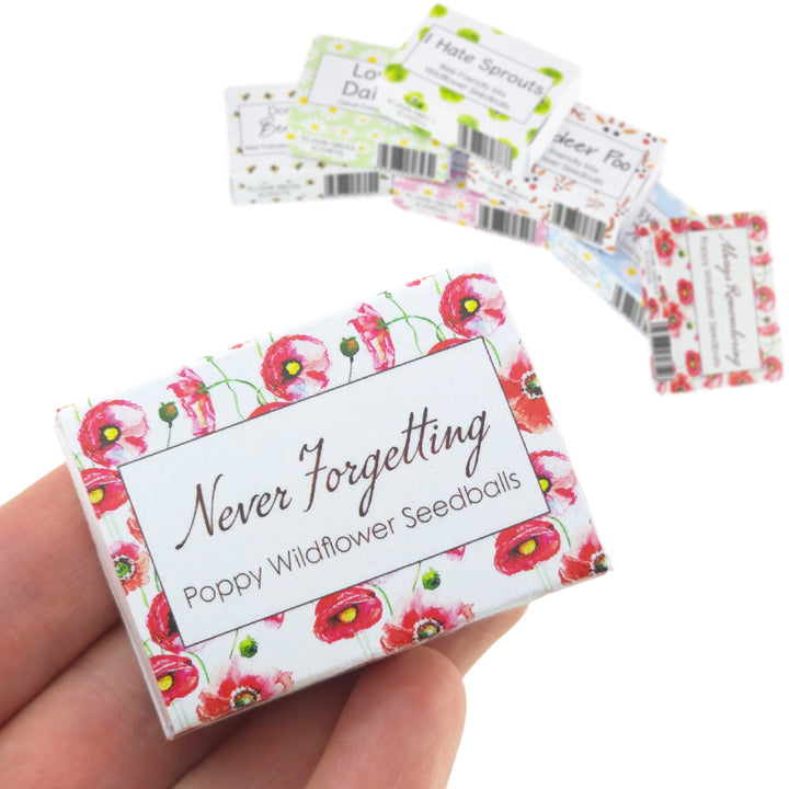 Never Forgetting | Poppies | 6 Seedball Box | Cracker Filler | Little Gift