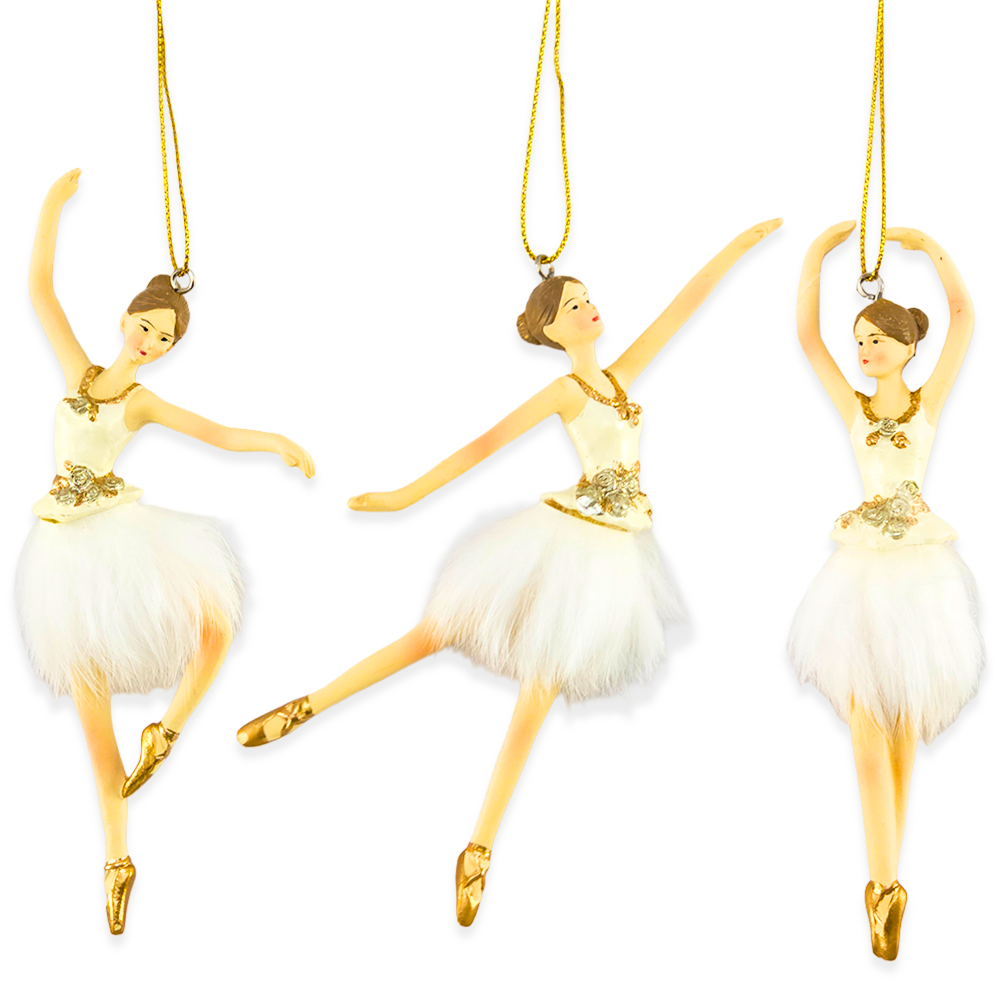 Ivory & Gold Ballerina | Christmas Decoration | Single | Gisela Graham