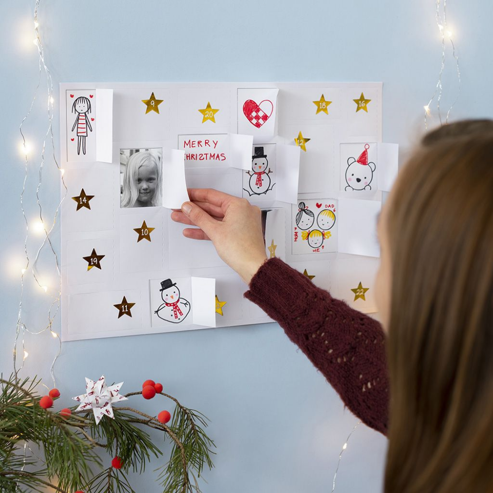 5 Jumbo 2-Part Colour & Decorate Your Own Flat Card Advent Calendars