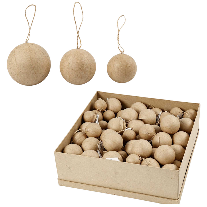 Assorted Paper Mache Christmas Baubles | Craft to Decorate | 4 to 6cm
