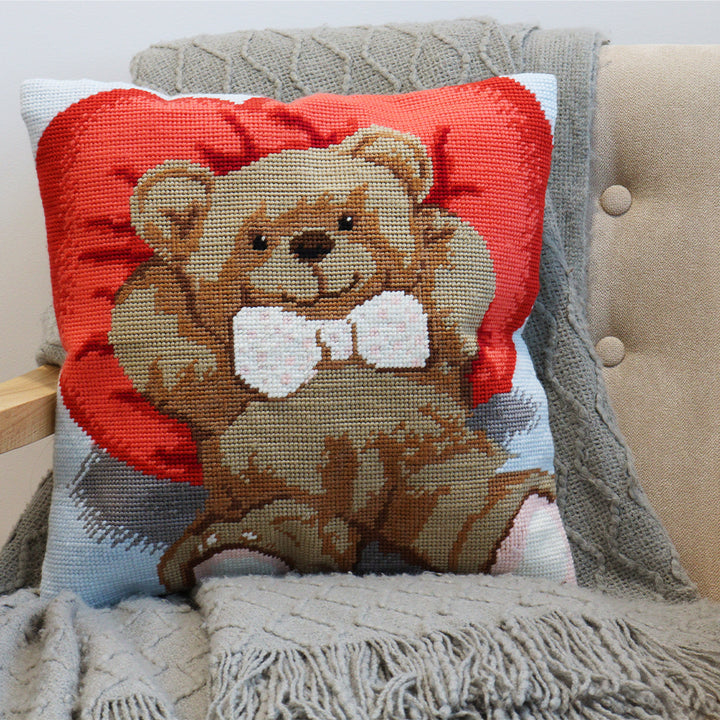 Relaxing Ted | Half Stitch Cushion Cover Kit | Cross Stitch | 40x40cm