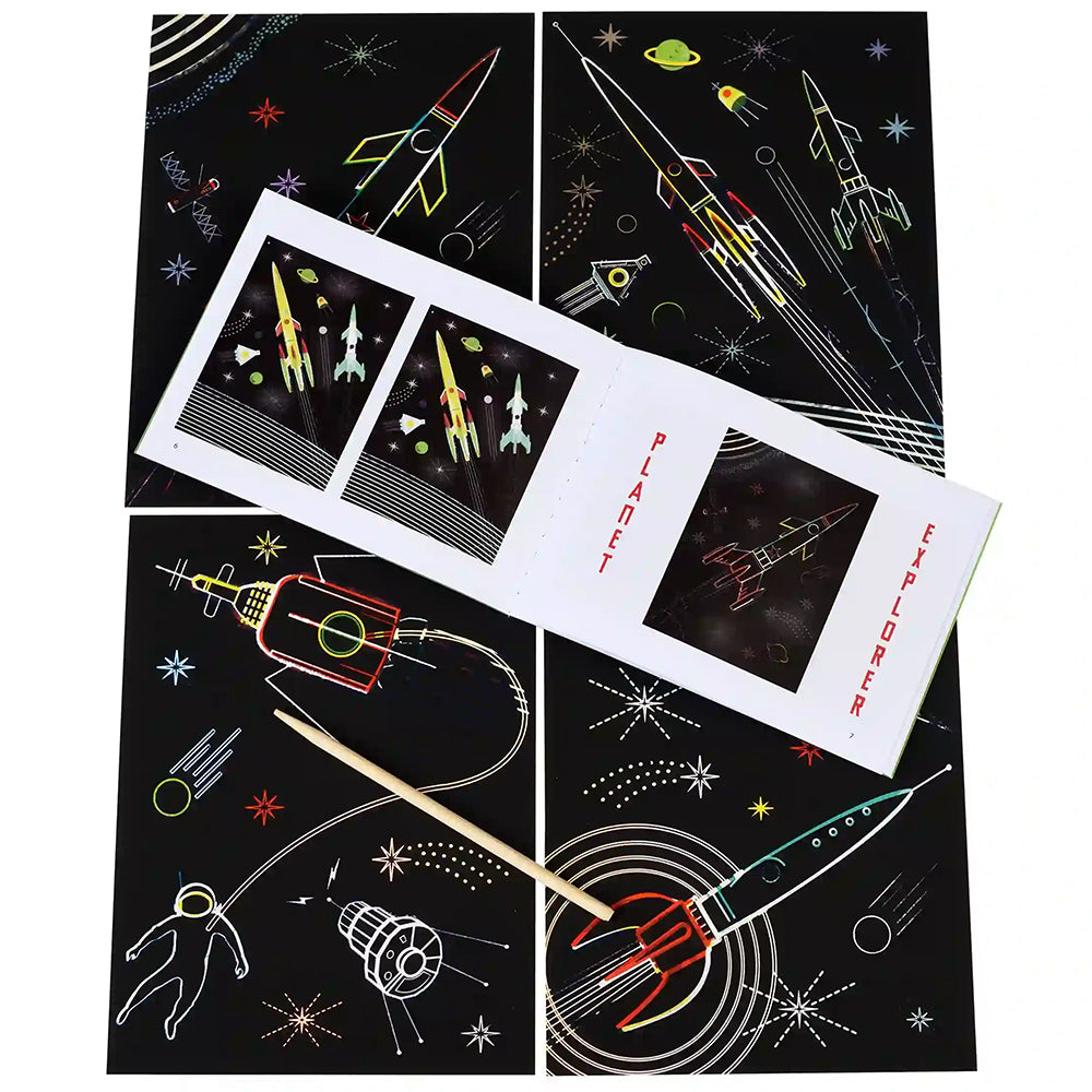 Space Age | Metallic Scratch Art Sheets for Kids