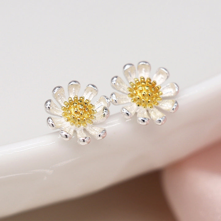 Daisy Earrings | Sterling Silver & Yellow Gold | Mini Gift | Cracker Filler