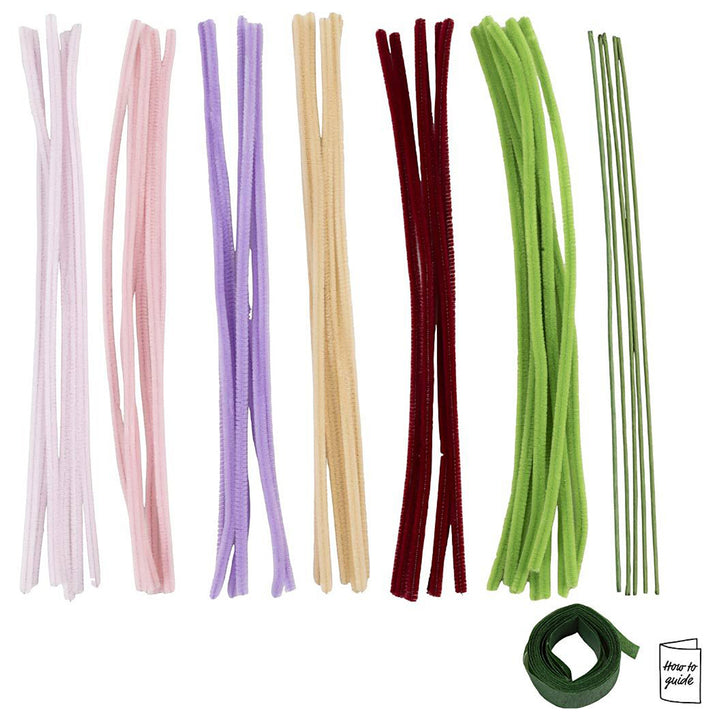 Tulips | Chenille Flower Mini Craft Kit | Makes 5 | Crepe Alternative
