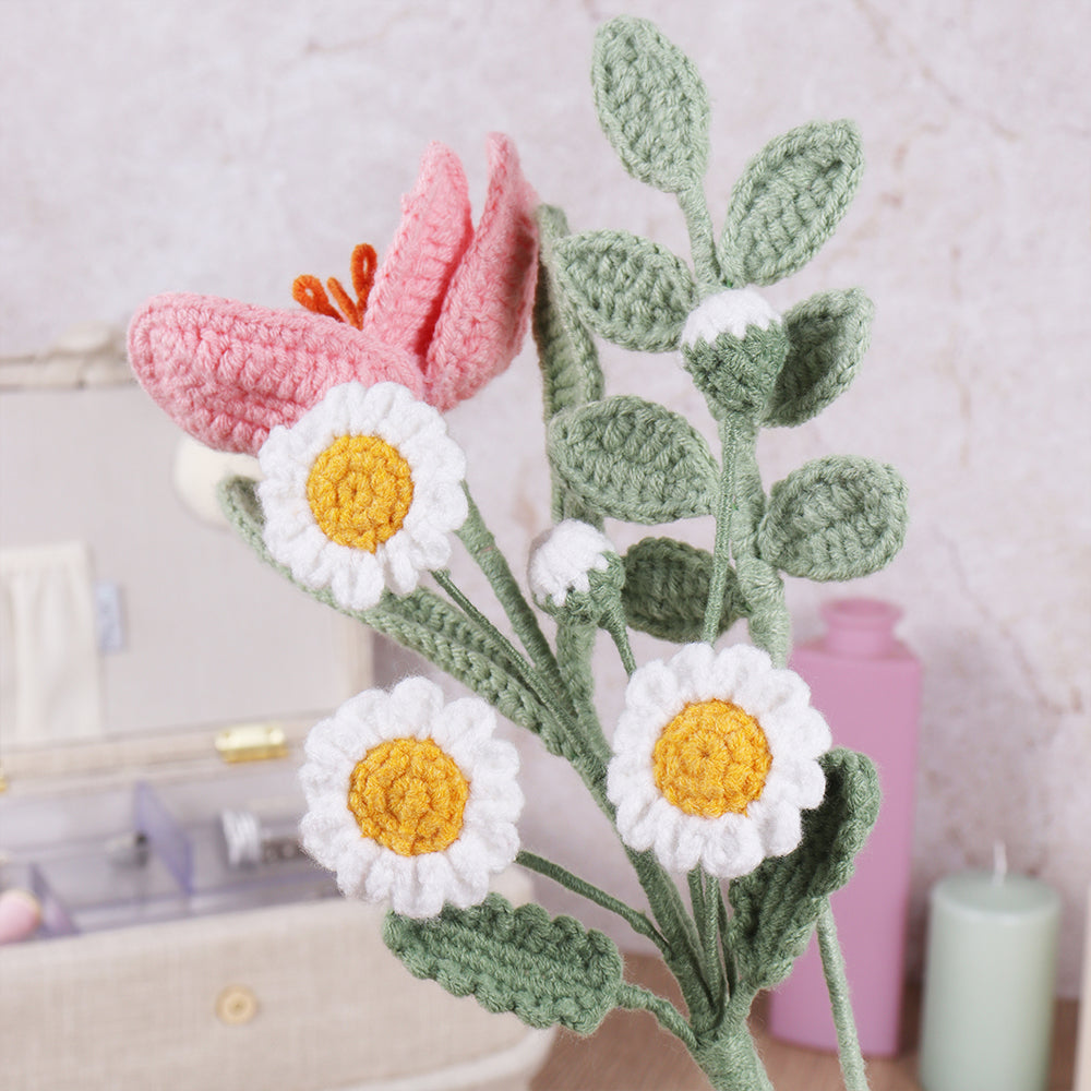 Floral Stems | Makes 3 | Complete Crochet Craft Kit | 42cm Tall