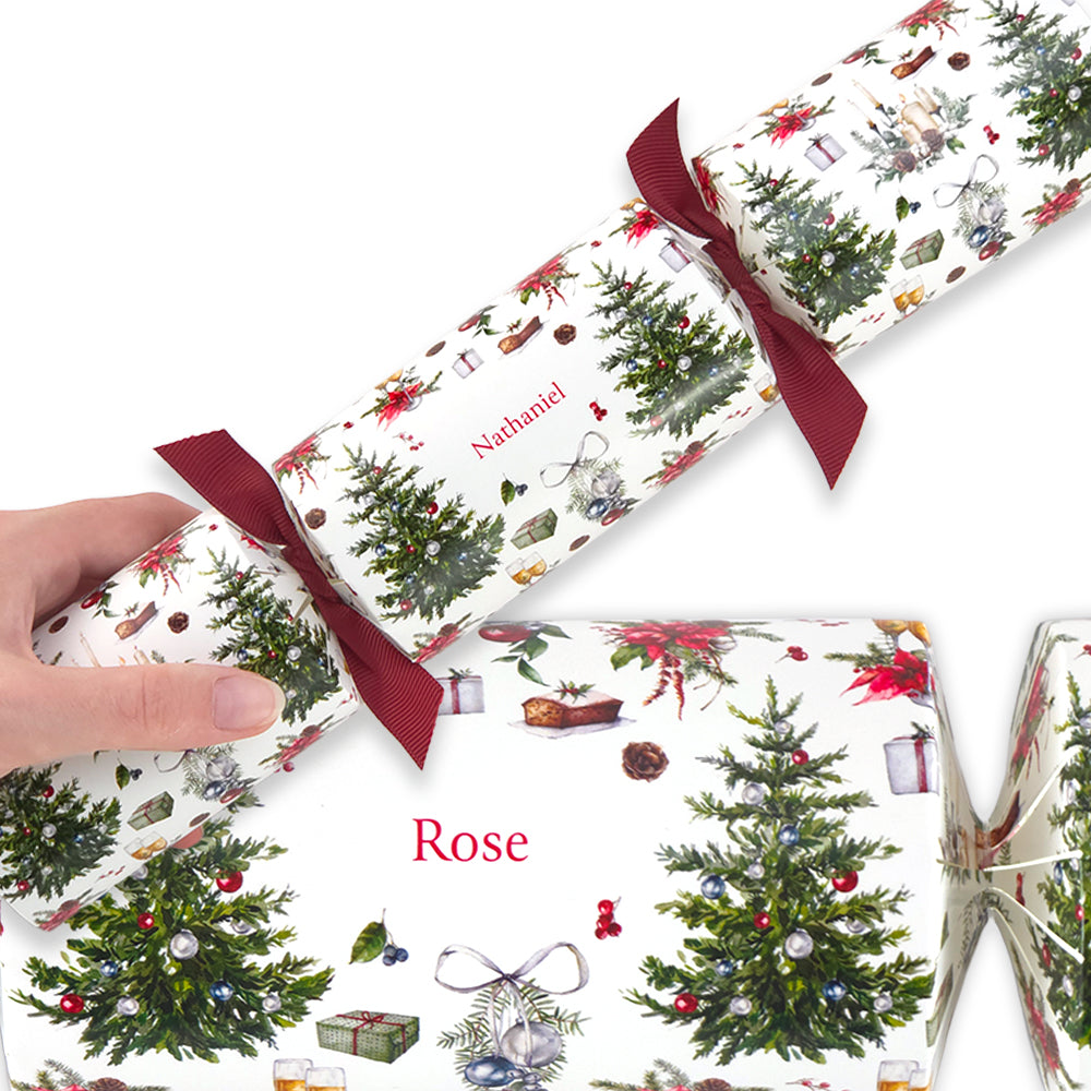 Personalised Cracker Making Craft Kit | Watercolour Christmas | Makes 4 or 6 Crackers