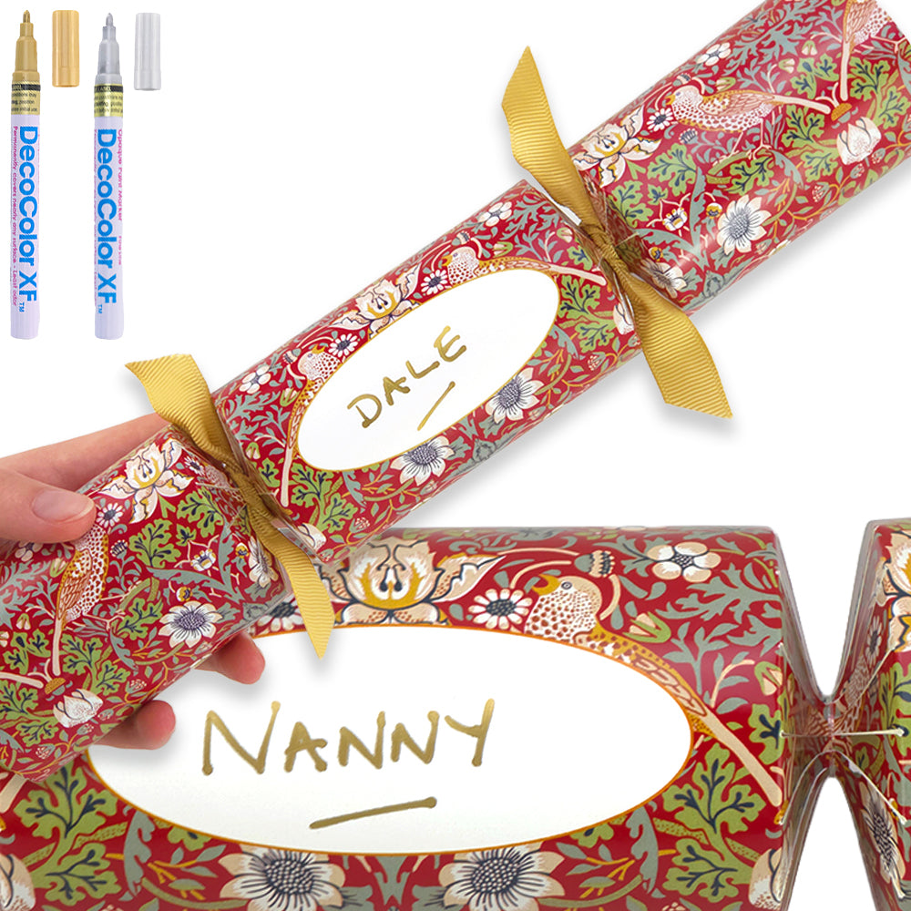 Personalise Your Own Christmas Crackers Craft Kit | Red Strawberry Thief | Minimum 4