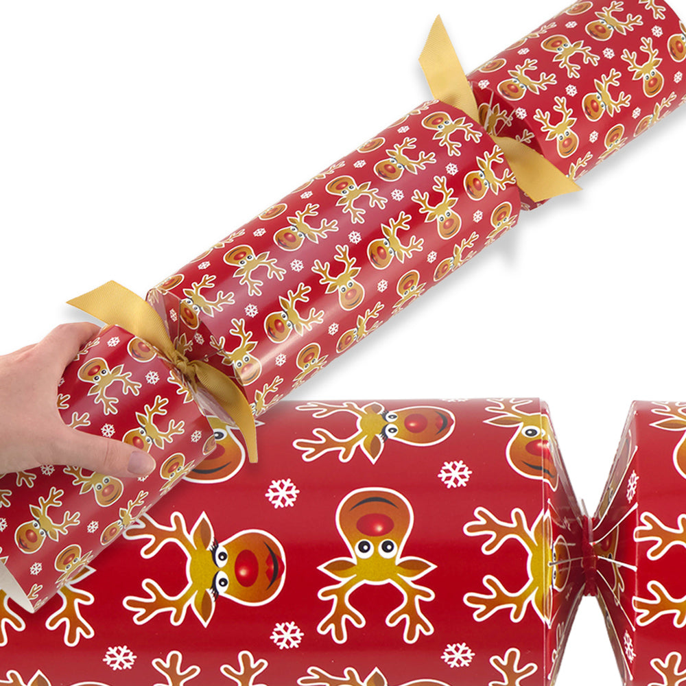 Extra Large &amp; Jumbo | Reusable Keepsake DIY Cracker Sets | Cheery Rudolph