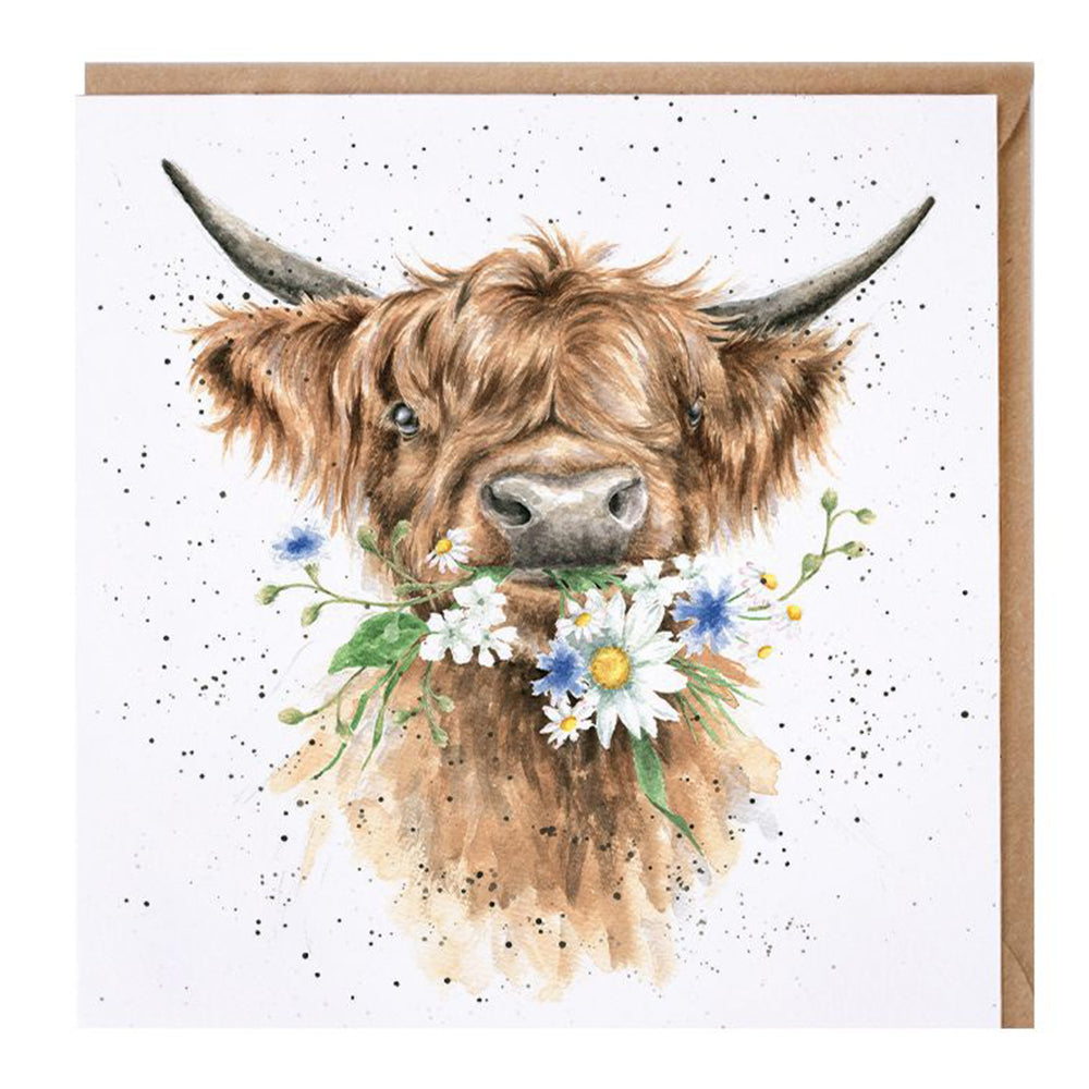 Daisy the Highland Cow | Blank Card | 15x15cm | Wrendale Designs