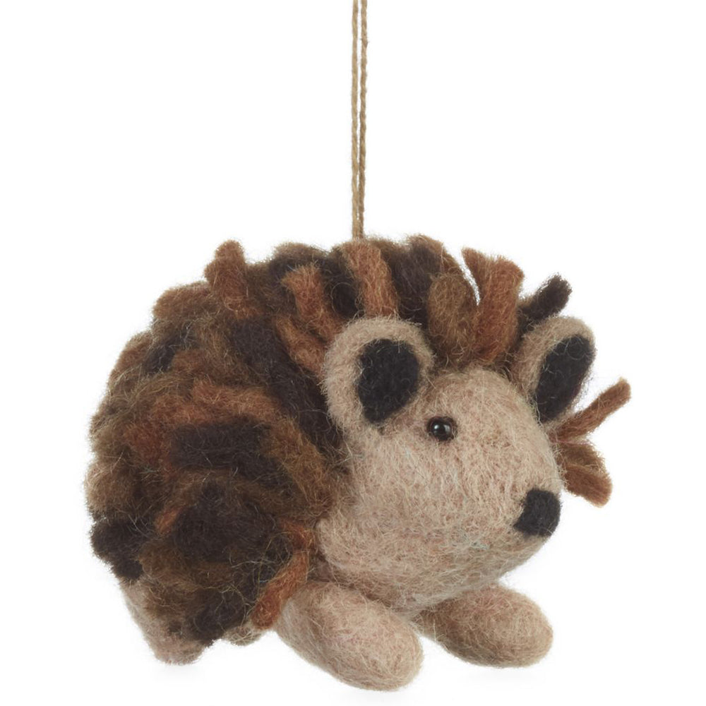 Chunky Felt Hedgehog | Hanging Decoration | Handmade Fairtrade Felt | 8.5cm Long