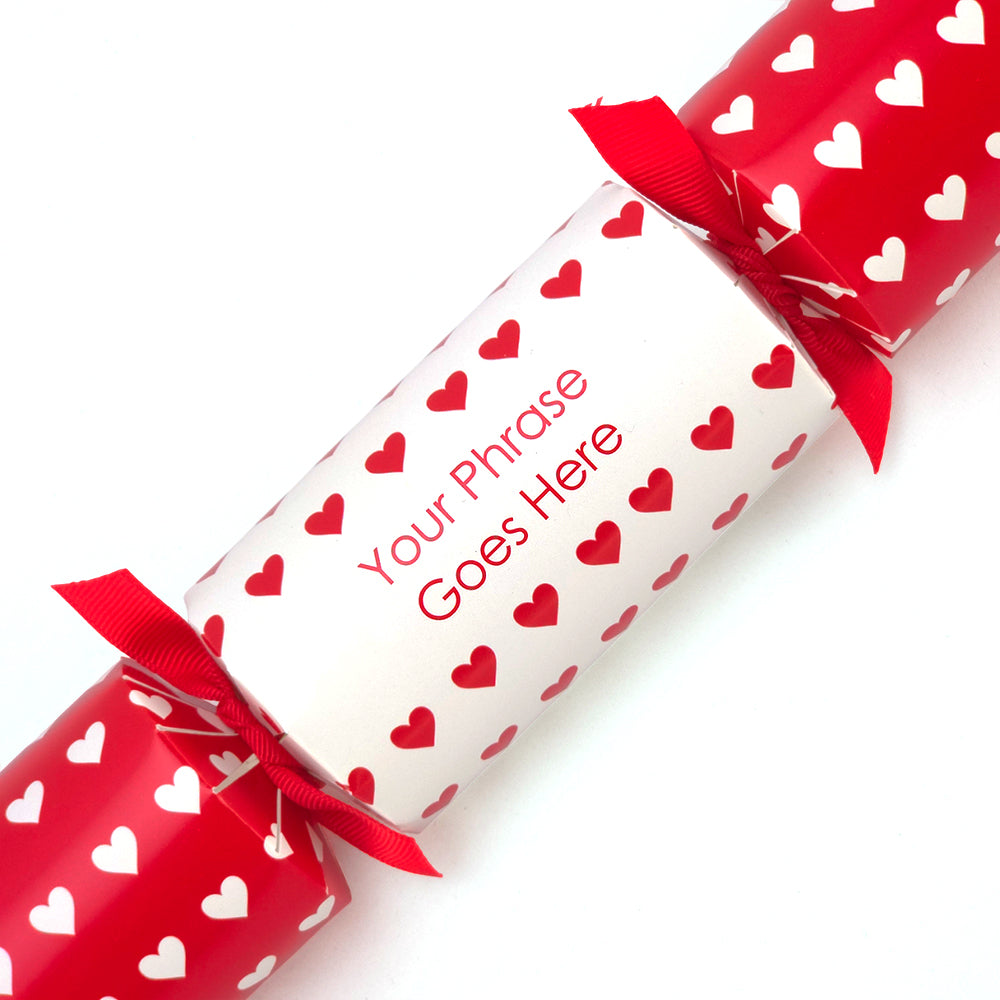 Add Your Own Wording | Personalised Valentines Cracker Craft Kit | Polka Hearts | Single