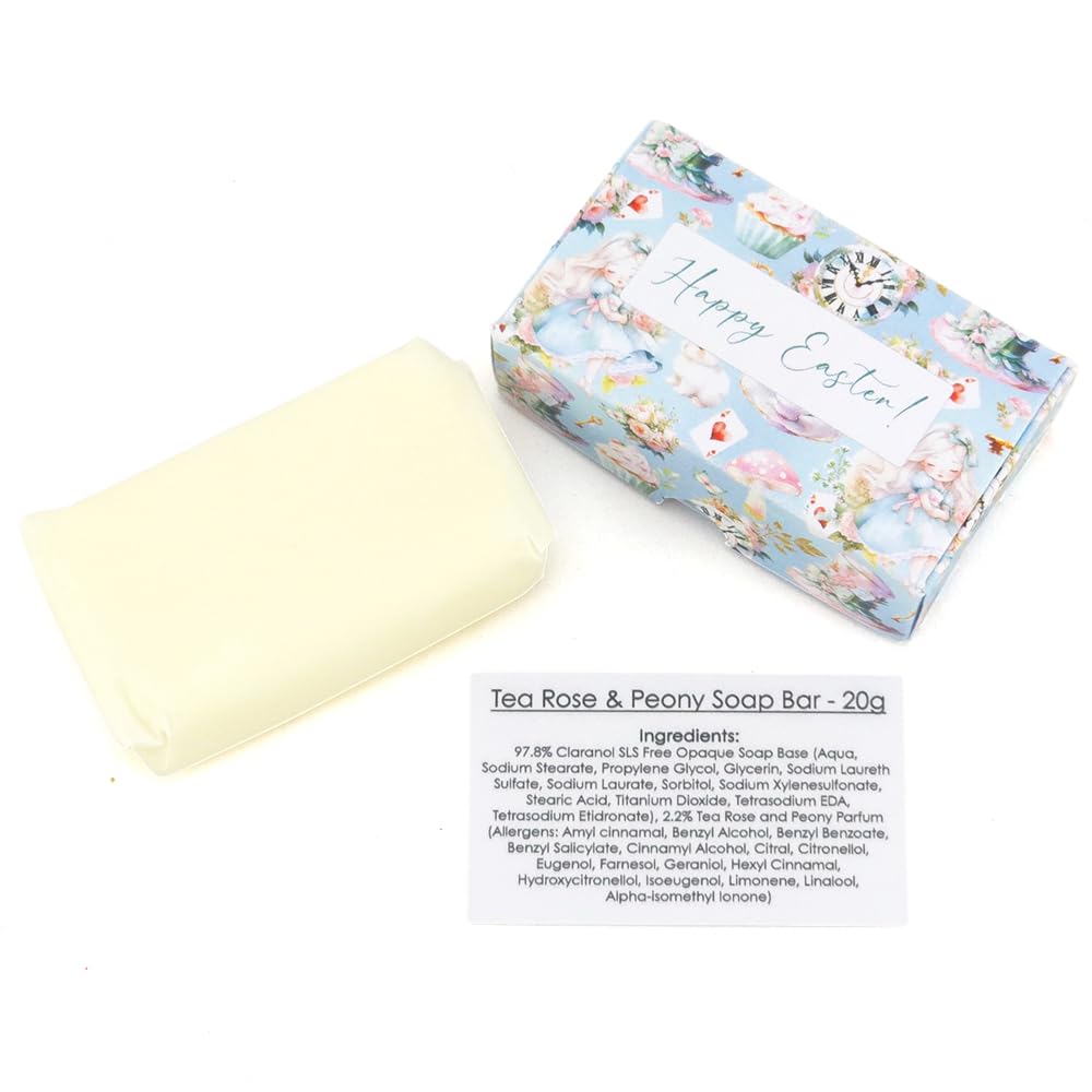 Happy Easter Springtime Alice | Tea Rose &amp; Peony | 20g Travel Soap Bar | Little Gift Cracker Filler