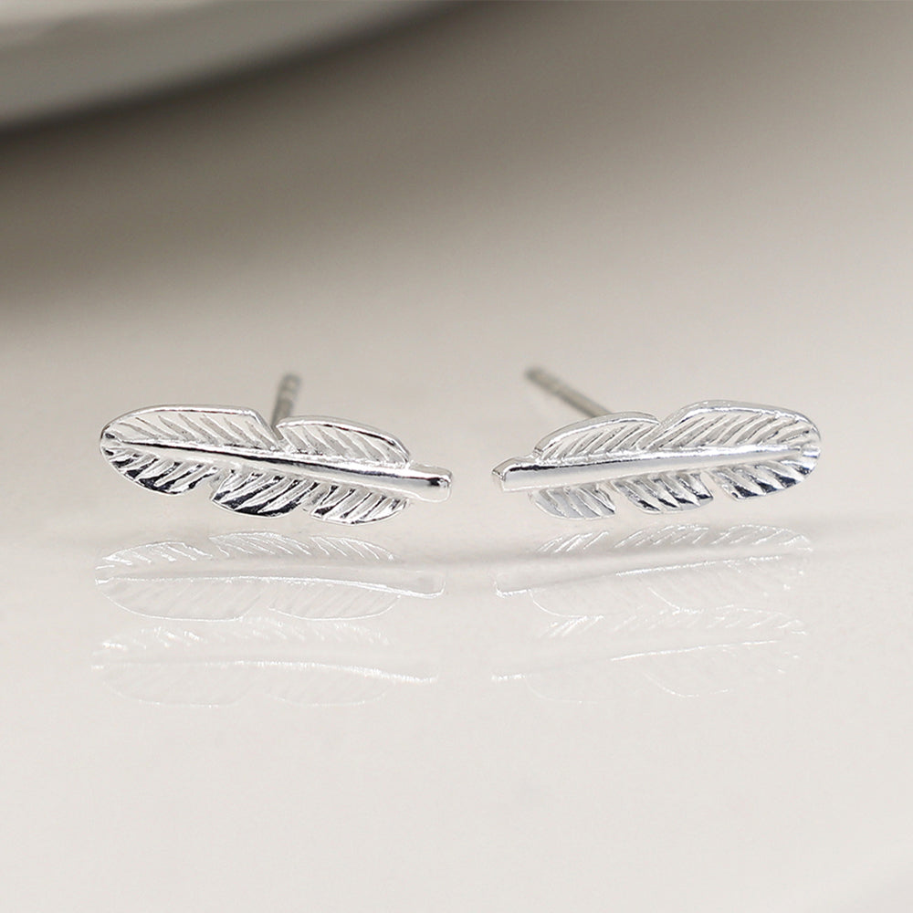 Dainty Sterling Silver Feather Stud Earrings | Mini Gift | Cracker Filler