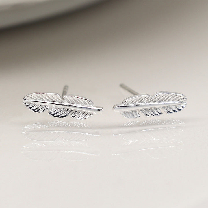 Dainty Sterling Silver Feather Stud Earrings | Mini Gift | Cracker Filler
