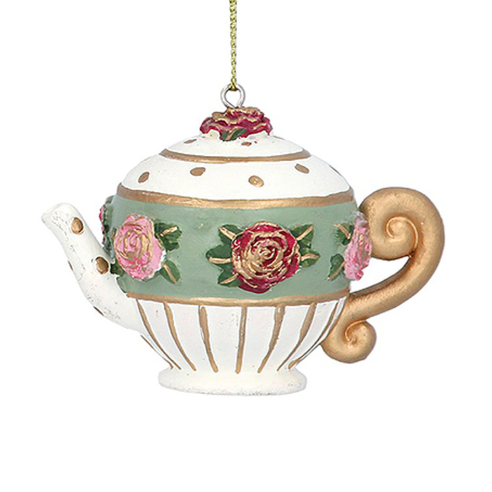 Cream | Afternoon Tea Teapot Hanging Ornament | Christmas or Home Decoration