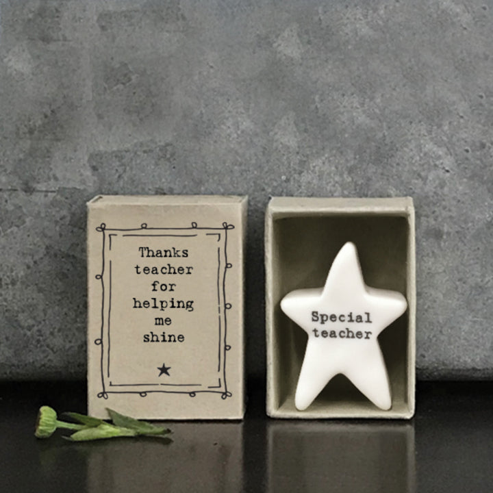 Mini Ceramic Teacher Star Ornament in a Gift Box | Cracker Filler Gifts