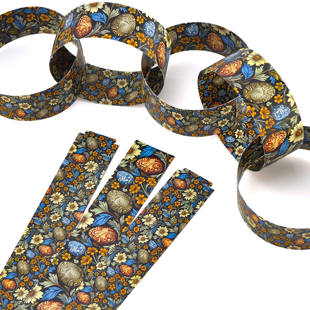 Paper Chain Patterns Easter 30 Reusable Easter 2.5m Paper Chains | William Morris Eggs | No Glue N ...