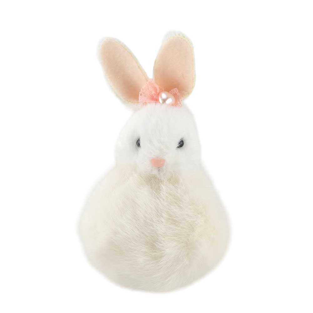 White | Super Fluffy Pom Pom Bunny  | Hanging Easter Tree Decoration | 11cm Tall | Gisela Graham