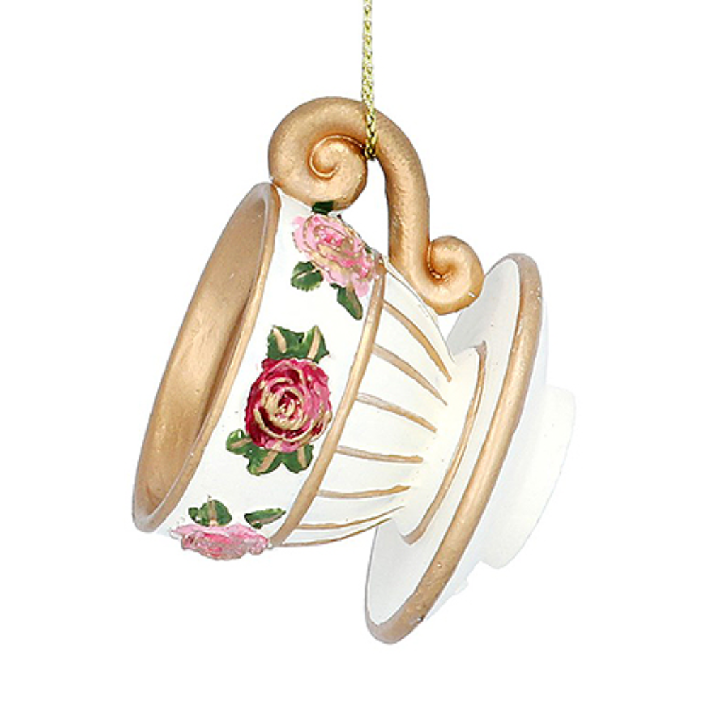 Cream | Afternoon Tea Cup & Saucer Hanging Ornament | Christmas Decoration
