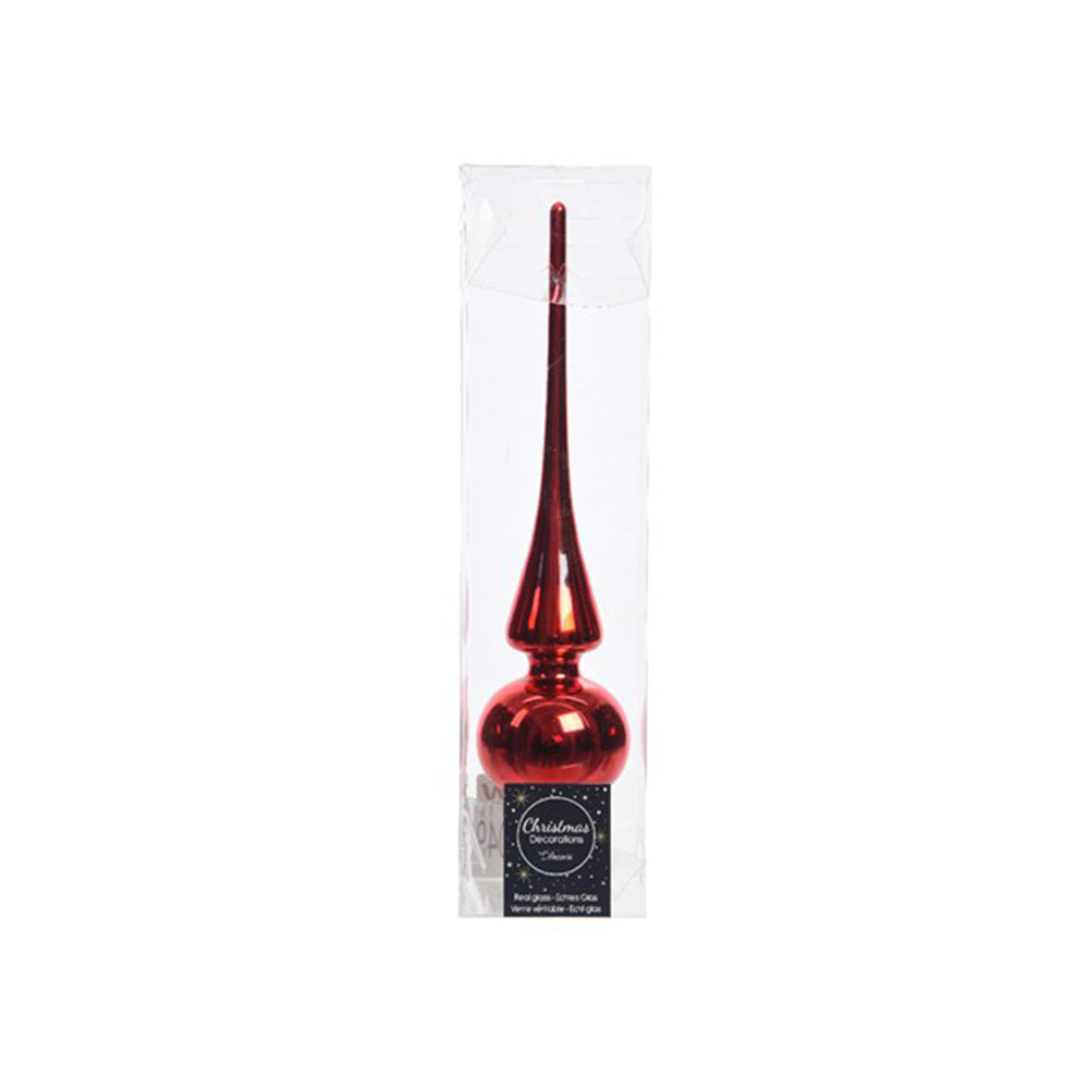25cm Christmas Red Glass Finial Christmas Tree Topper Decoration