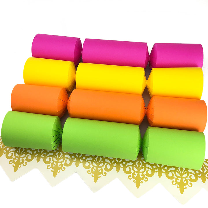 Neon Tones | Craft Kit to Make 16 Crackers | Recyclable | Optional Raffia