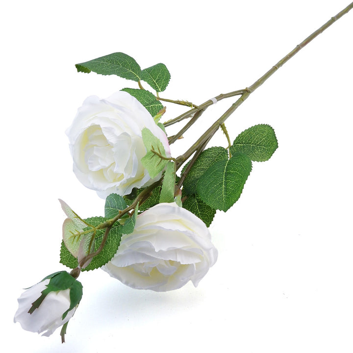Gorgeous Triple White Rose Spray | 72cm Long | Faux Flower Stem