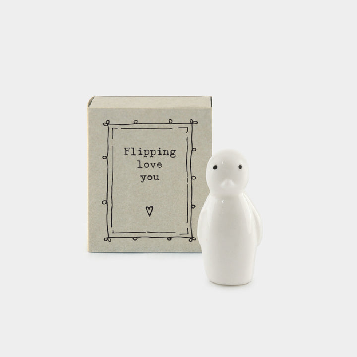 Mini Ceramic Little Penguin Ornament 'Flipping Love You' | Cracker Filler Gifts