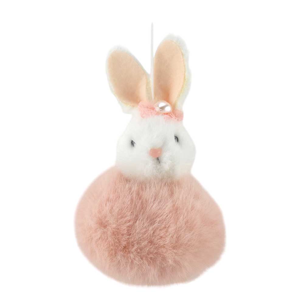 Pink | Super Fluffy Pom Pom Bunny  | Hanging Easter Tree Decoration | 11cm Tall | Gisela Graham