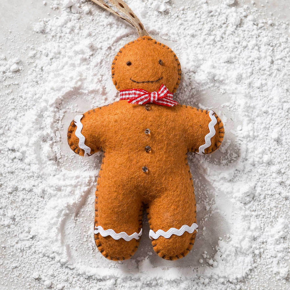 Christmas Gingerbread Hanging Ornament | Mini Felt Sewing Kit | Corinne Lapierre
