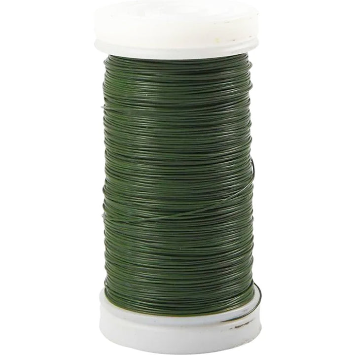 100g Reel Green Floristry Wire 0.31mm