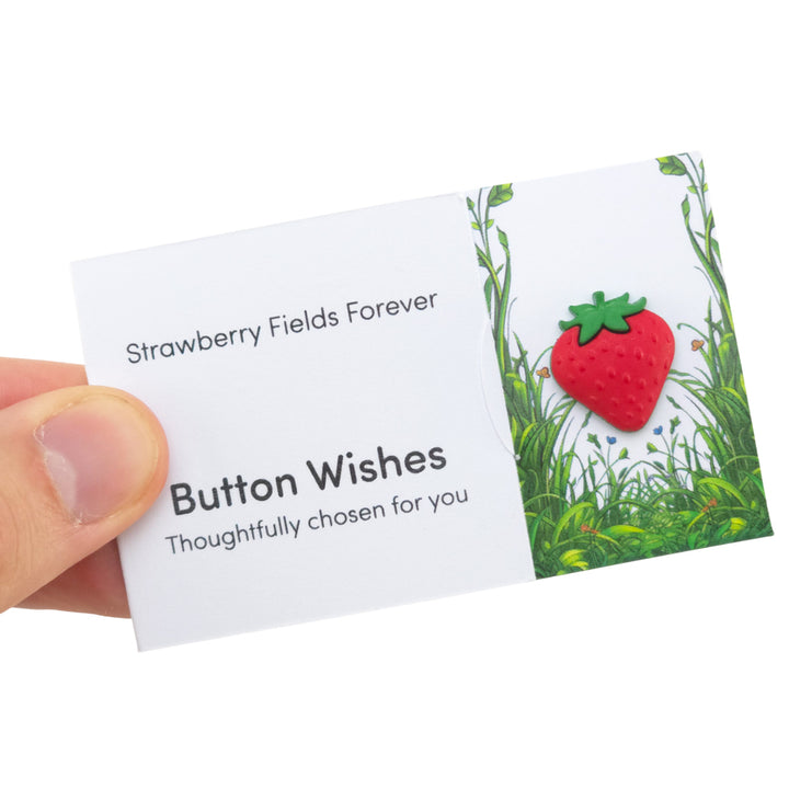 Strawberry Fields Forever | Button Wishes Sew On Token | Cracker Filler