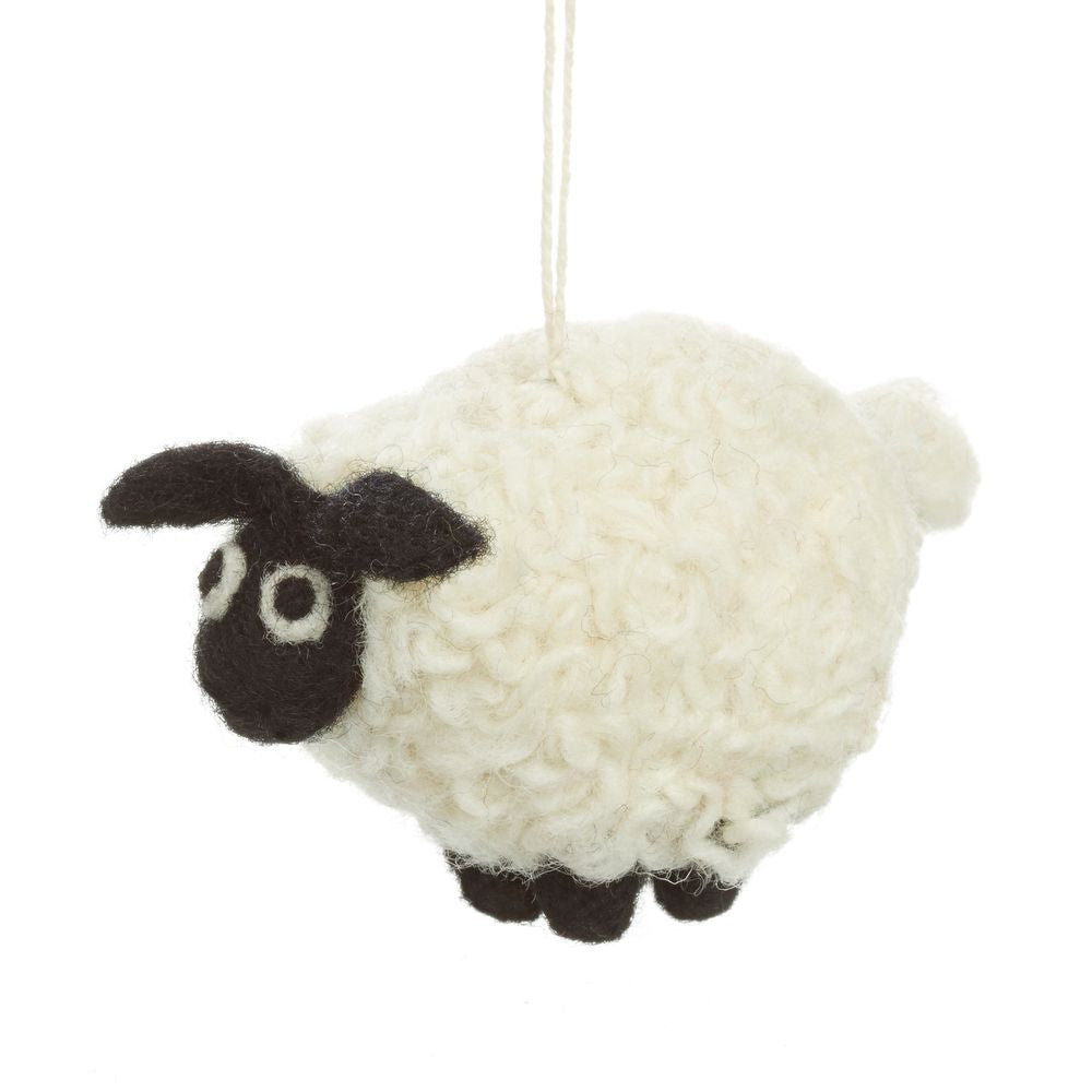 Single 9cm Felted Hanging Black Faced Sheep for Easter Tree Decoration