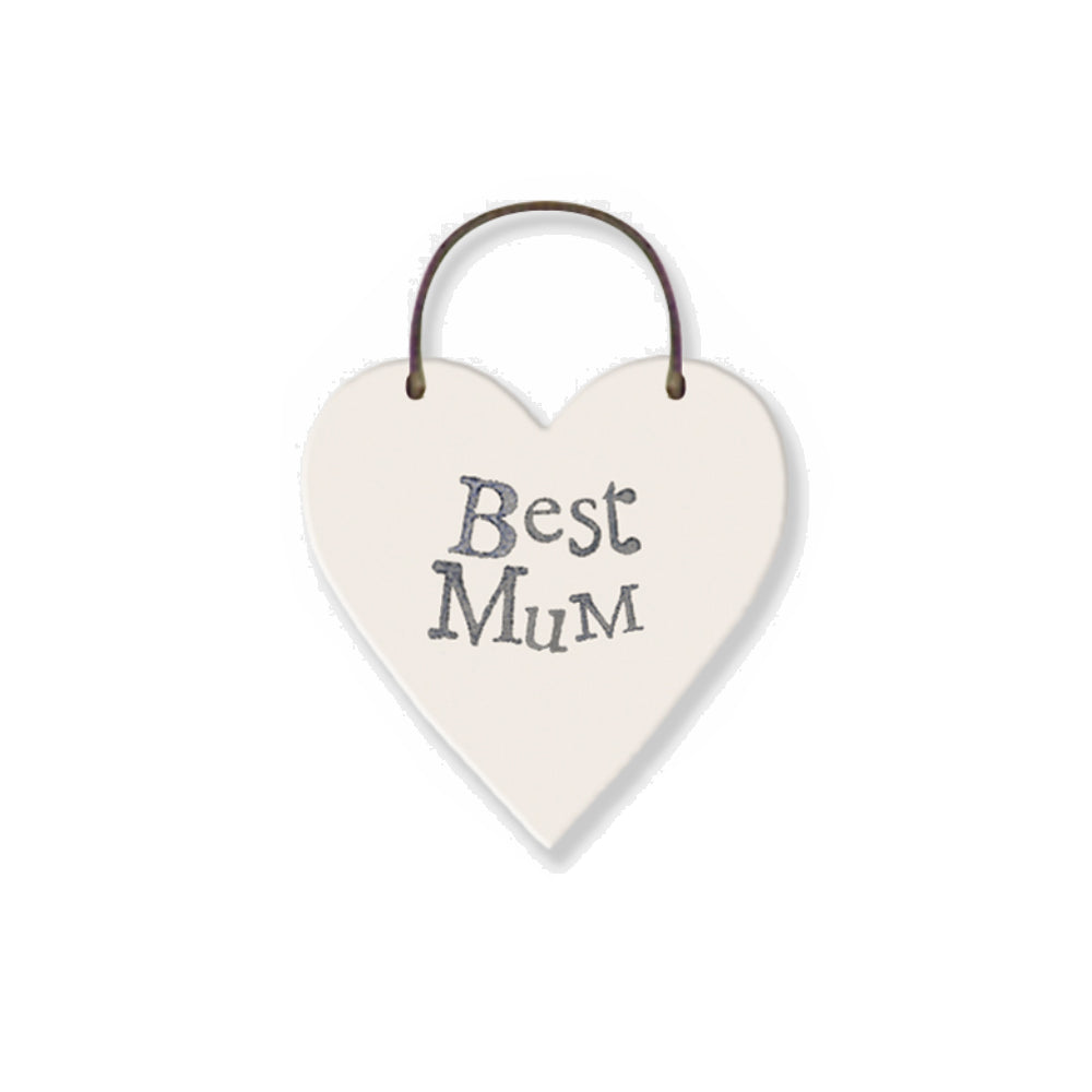 Best Mum - Mini Wooden Hanging Heart - Cracker Filler Gift