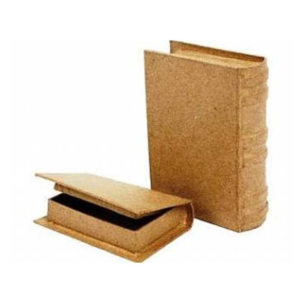 2 Mini Book Shape Paper Mache Boxes - 6x9x2cm & 8x11x2.5cm | Papier Mache Boxes