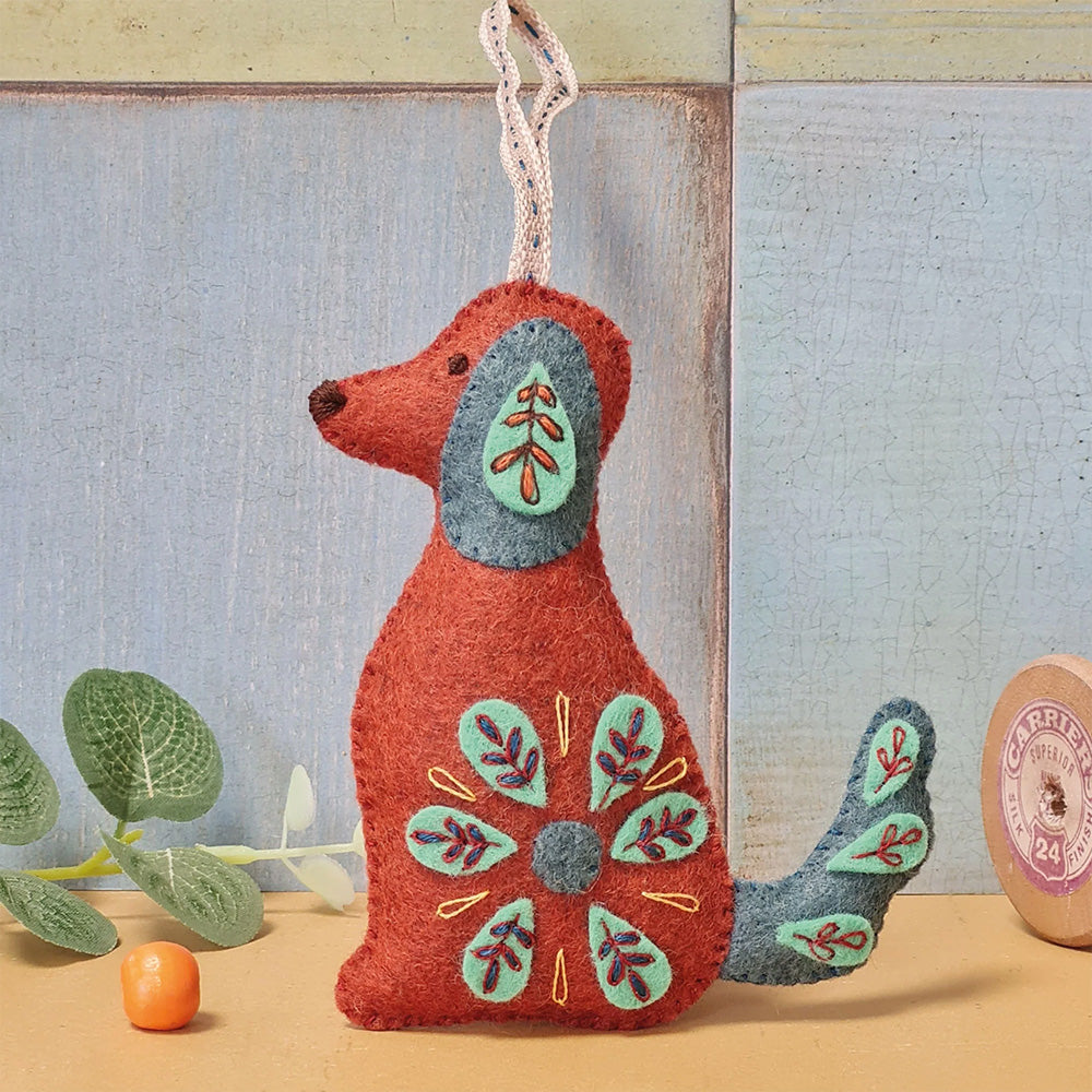 Folk Dog Hanging Ornament | Mini Felt Sewing & Embroidery Kit | Corinne Lapierre