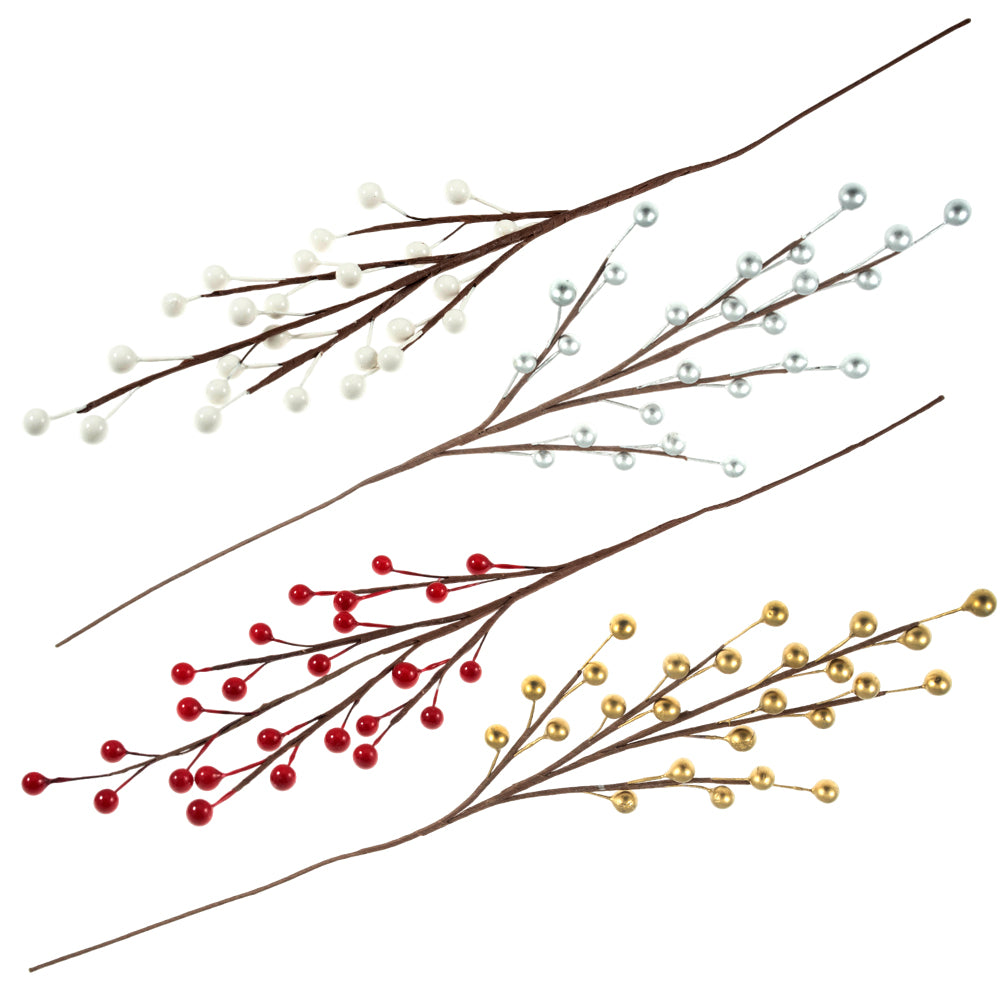 Faux Berry Spray Stem | 8mm Berries | Christmas Wreath Making & Floristry