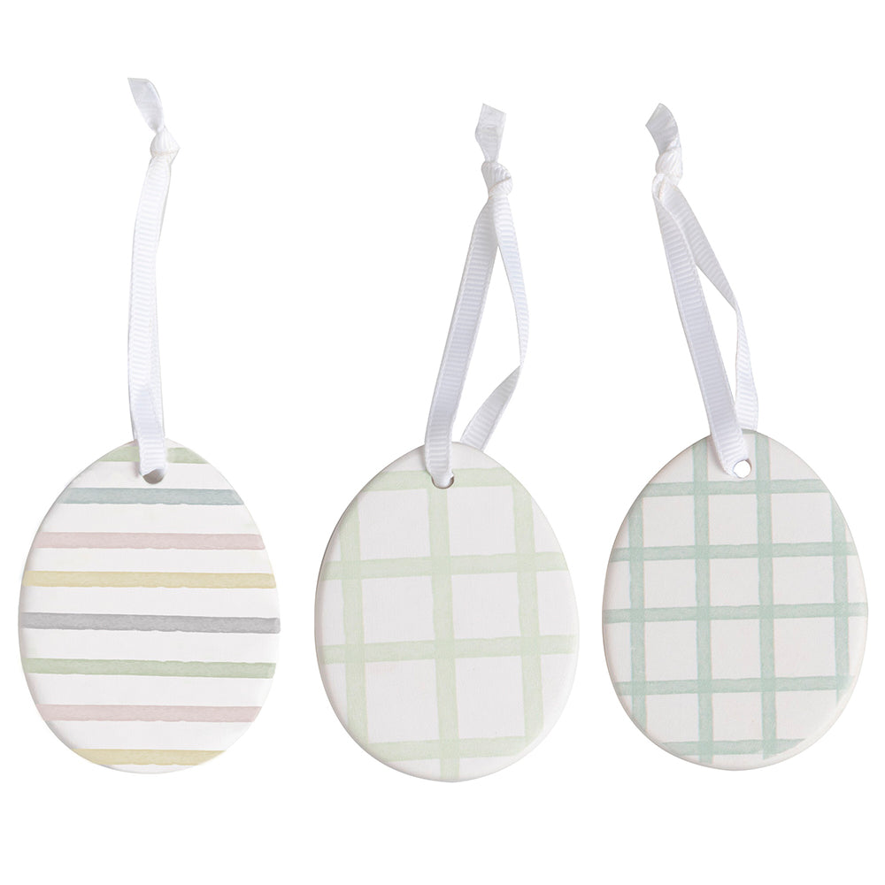 Pretty Ceramic Easter Tree Decorations | Hanging Pastel Eggs | Set of 3