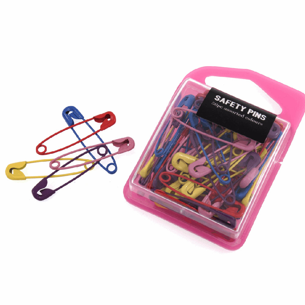 50 Mixed Colours Mini Safety Pins Pack | Cracker Filler Gifts