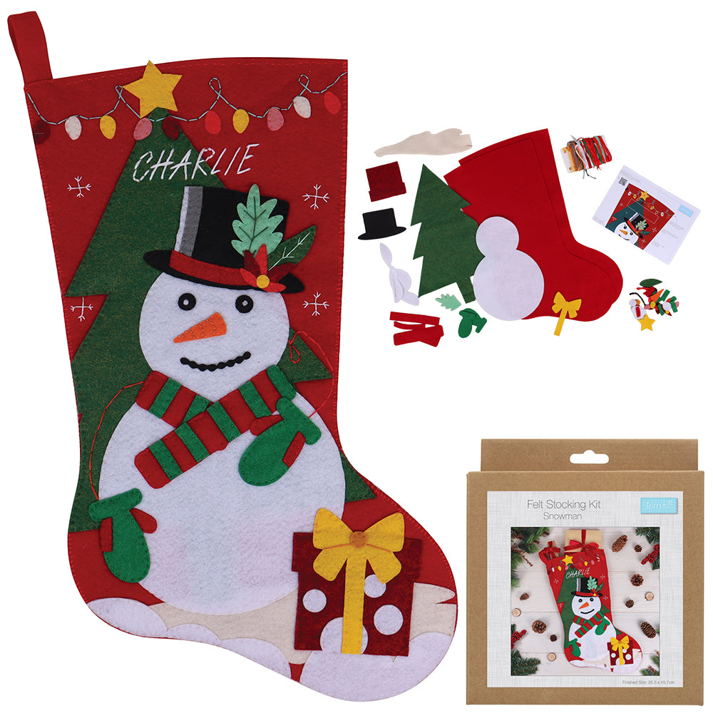 Snowman Felt Stocking | Christmas Sewing Kit | 46cm Long